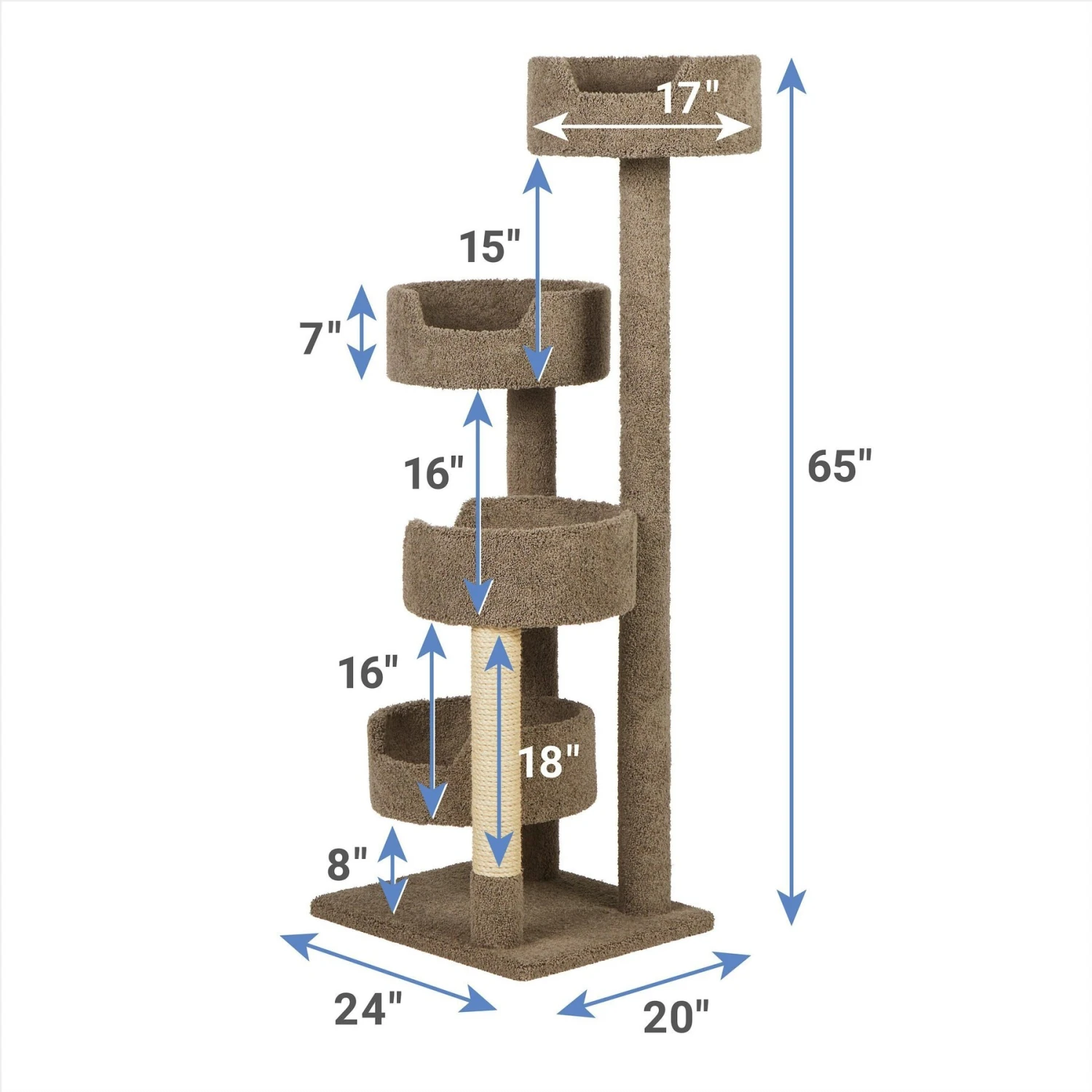 Frisco 65-in Real Carpet Wooden Cat Tree 2 Frisco 65-in Real Carpet Wooden Cat Tree - Image 2