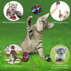 SunGrow Kitty Crinkle Balls Indoor Cat Toy, 12 Count -Cat Supplies 215394 PT6. AC SS1800 V1689954987