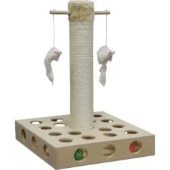 Go Pet Club 20-in IQ Busy Box Cat Scratching Post & Toys, Beige -Cat Supplies 216908 pt2. AC SS1800 V1579195147