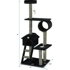 Go Pet Club 60-in Sisal Posts Cat Tree Condo, Black -Cat Supplies 217082 PT3. AC SS1800 V1671226224