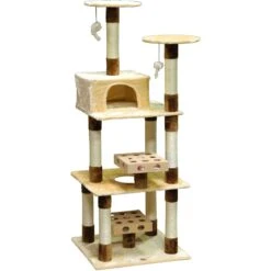 Go Pet Club 74-in IQ Busy Box Cat Tree Condo, Beige -Cat Supplies 217148 pt2. AC SS1800 V1579196048