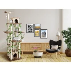 Go Pet Club 85-in Forest With Leaves Cat Tree, Beige/ Brown -Cat Supplies 217158 PT4. AC SS1800 V1702056883