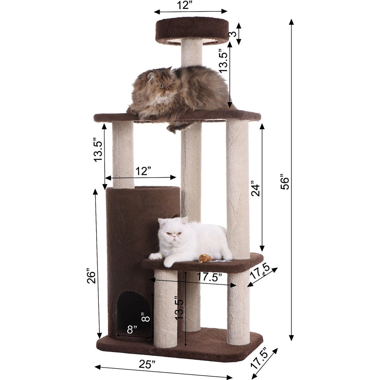 Armarkat 56-in Carpeted Condo Cat Tree, Brown 2 Armarkat 56-in Carpeted Condo Cat Tree, Brown - Image 2