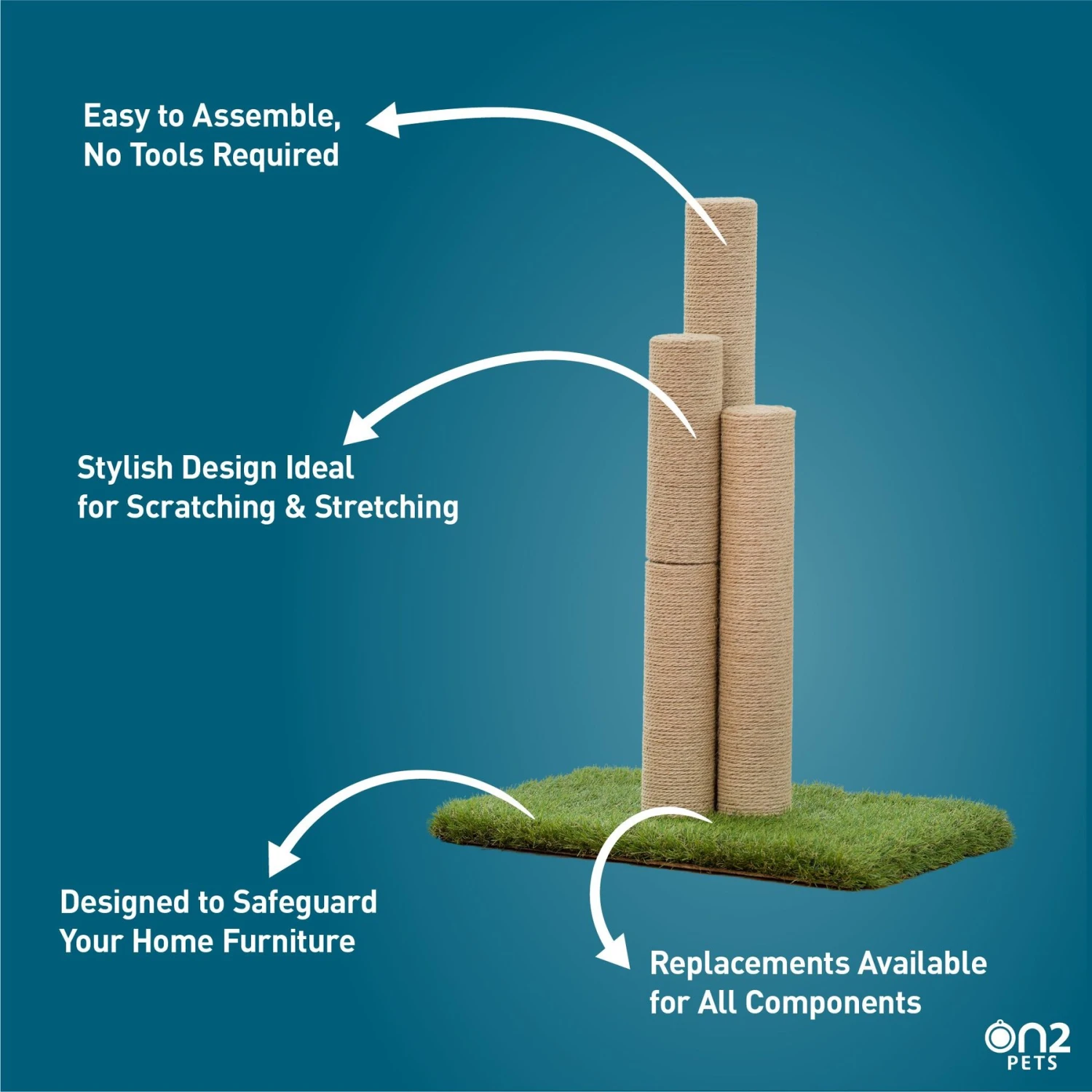 On2Pets Skyline 22-in Sisal Cat Scratching Post 6 On2Pets Skyline 22-in Sisal Cat Scratching Post - Image 6