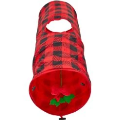 Frisco Holiday Buffalo Plaid Foldable Play Tunnel Cat Toy With Catnip -Cat Supplies 228549 PT2. AC SS1800 V1632774784
