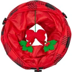 Frisco Holiday Buffalo Plaid Foldable Play Tunnel Cat Toy With Catnip -Cat Supplies 228549 PT3. AC SS1800 V1632773016