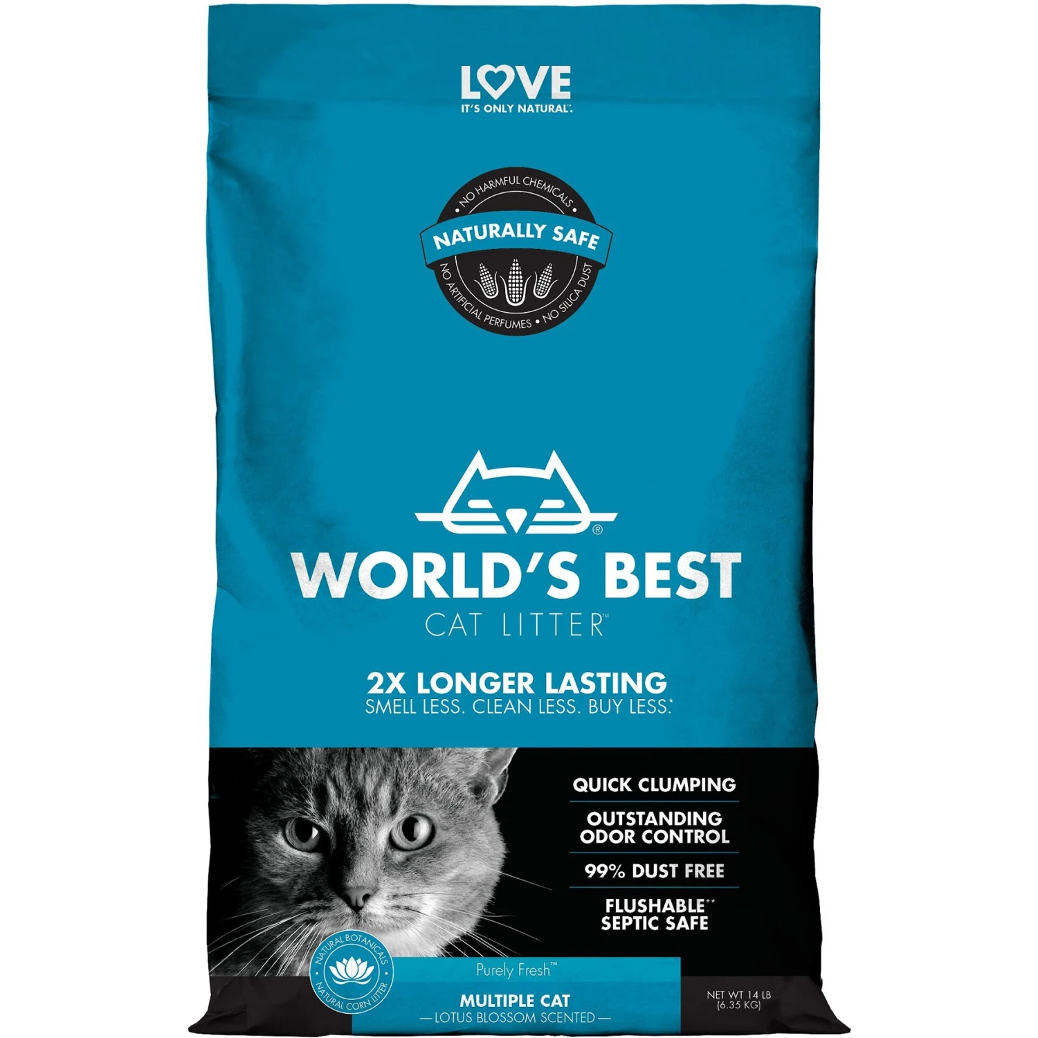 World's Best Multiple Cat Lotus Blossom Scented Clumping Corn Cat Litter 1 World's Best Multiple Cat Lotus Blossom Scented Clumping Corn Cat Litter
