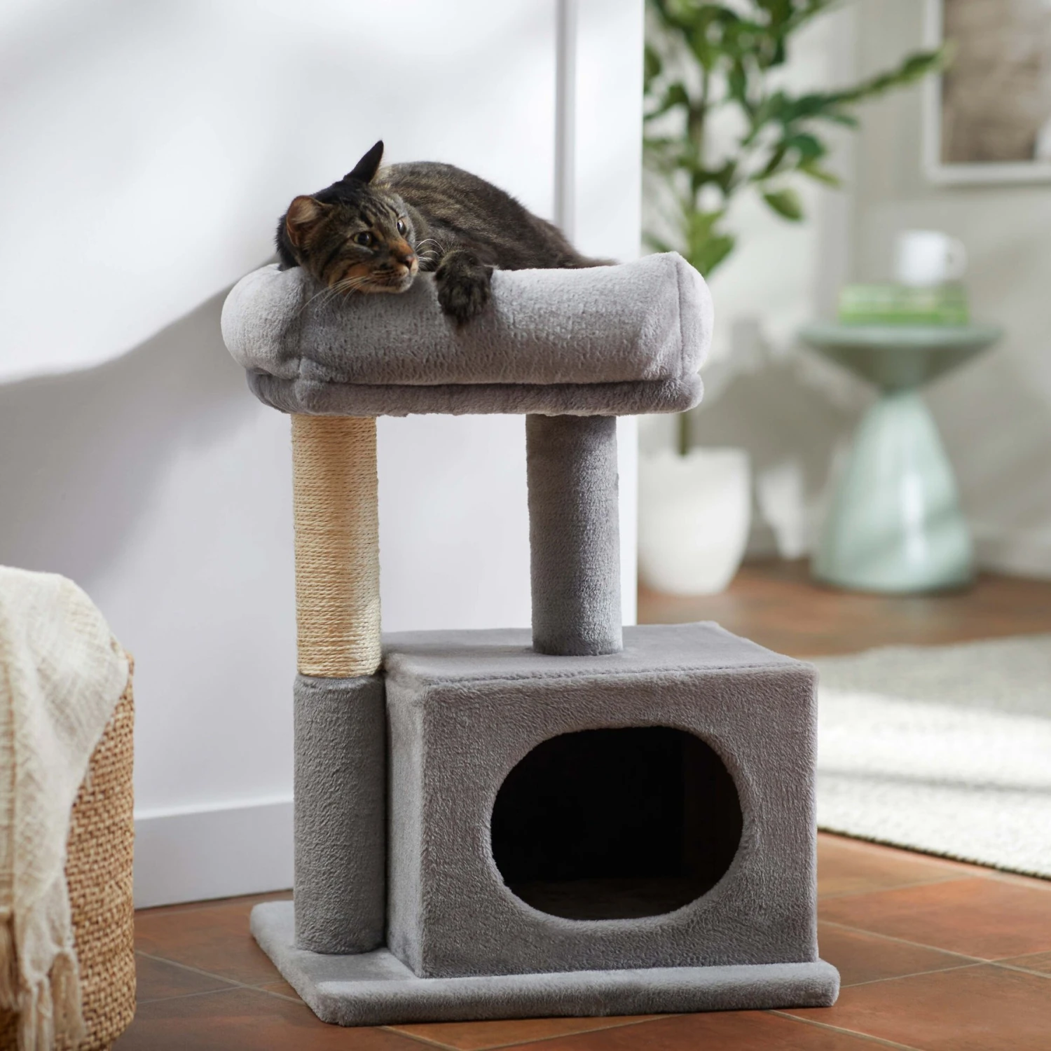 Frisco 24.8-in Faux Fur Cat Tree & Condo 1 Frisco 24.8-in Faux Fur Cat Tree & Condo