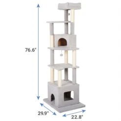 Frisco 80-in Faux Fur Cat Tree & Condo -Cat Supplies 236556 PT1. AC SS1800 V1637361444
