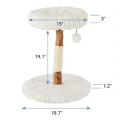 Frisco Natural Wood Modern Cat Tree With Toy, Ivory, Small -Cat Supplies 236559 PT1. AC SS1800 V1617026260