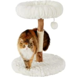 Frisco Natural Wood Modern Cat Tree With Toy, Ivory, Small -Cat Supplies 236559 PT2. AC SS1800 V1615987338