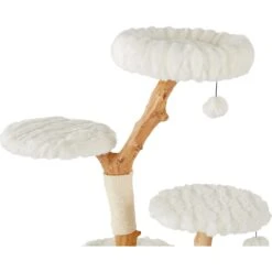 Frisco Natural Wood Modern Cat Tree With Toy, Ivory, Large -Cat Supplies 236563 PT3. AC SS1800 V1615987312