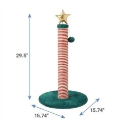 Frisco Holiday 29.5-in Candy Cane Sisal Cat Scratching Post With Toy -Cat Supplies 236565 PT1. AC SS1800 V1602774370