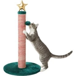 Frisco Holiday 29.5-in Candy Cane Sisal Cat Scratching Post With Toy -Cat Supplies 236565 PT2. AC SS1800 V1601342456