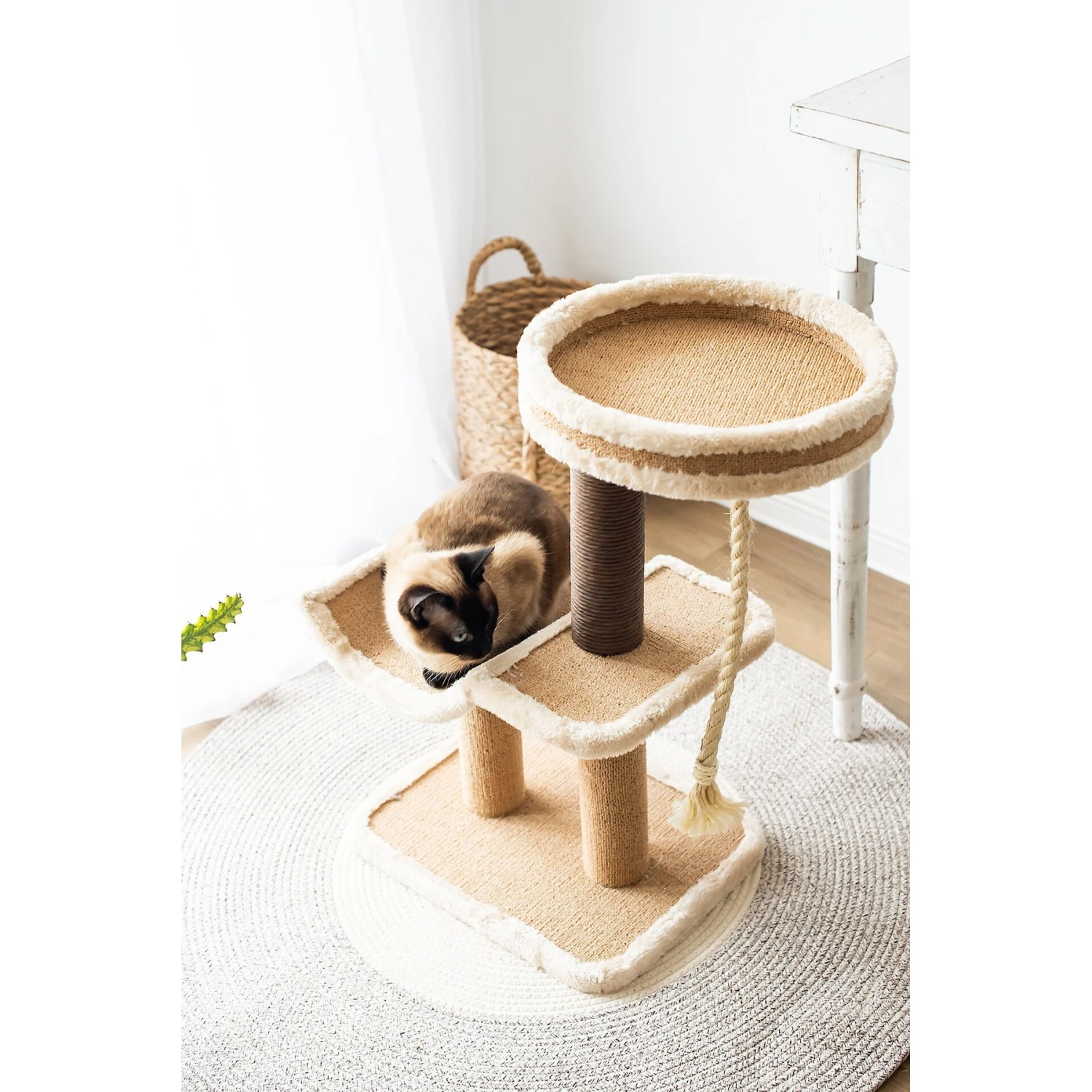 Catry Cradle Cat Tree With Paper Rope Scratching Posts & Sisal Rope Toy 5 Catry Cradle Cat Tree With Paper Rope Scratching Posts & Sisal Rope Toy - Image 5