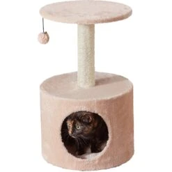 Two By Two The Birch 23.6-in Plush Cat Tree & Condo, Beige -Cat Supplies 251778 PT2. AC SS1800 V1600293363