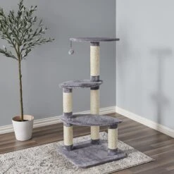 Two By Two The Cypress 41.7-in Plush Cat Tree, Grey