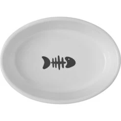 Frisco Oval Meow Non-skid Ceramic Cat Bowl With Wood Base -Cat Supplies 256080 PT4. AC SS1800 V1615311695