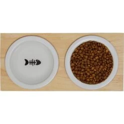 Frisco Double Elevated Cat Bowl With Wood Stand -Cat Supplies 256082 PT5. AC SS1800 V1615313218