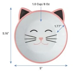 Frisco Cat Face Non-skid Ceramic Cat Bowl, Pink -Cat Supplies 256107 PT1. AC SS1800 V1616697130