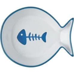 Frisco Fish Shaped Non-skid Ceramic Cat Bowl -Cat Supplies 256111 PT4. AC SS1800 V1616522607