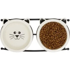 Frisco Cat Face Non-skid Elevated Double Ceramic Cat Bowl -Cat Supplies 256113 PT5. AC SS1800 V1615311146