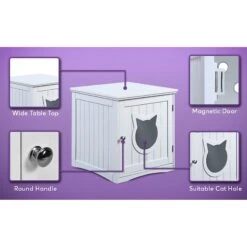 Sweet Barks Wooden Side Table Cat Litter Box Enclosure -Cat Supplies 258686 PT4. AC SS1800 V1603833423