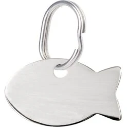 Red Dingo Fish Personalized Silver Stainless Steel Cat ID Tag, Small