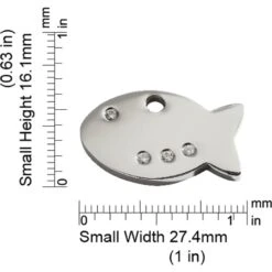 Red Dingo Fish Crystal Diamante Personalized Stainless Steel Cat ID Tag -Cat Supplies 260783 PT2. AC SS1800 V1613060783