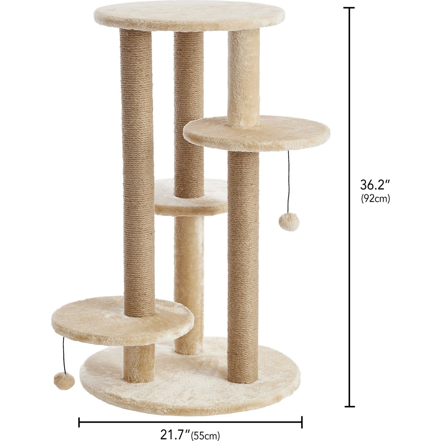Two By Two The Fir 36.2-in Faux-Fleece Cat Tree, Beige 2 Two By Two The Fir 36.2-in Faux-Fleece Cat Tree, Beige - Image 2