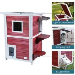 Petsfit 2-Story Weatherproof Outdoor Cat House -Cat Supplies 261512 PT2. AC SS1800 V1605663149
