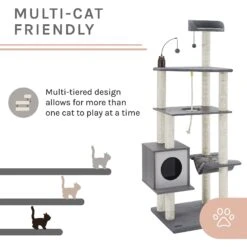 Sam's Pets Tyrone 70.5-in Cat Tree, Gray -Cat Supplies 261874 PT3. AC SS1800 V1635017192