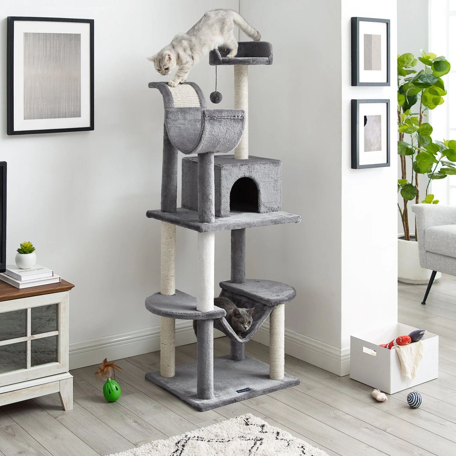 Sam's Pets Submarine 60-in Gray Hard Box Cat Tree, Gray 2 Sam's Pets Submarine 60-in Gray Hard Box Cat Tree, Gray - Image 2