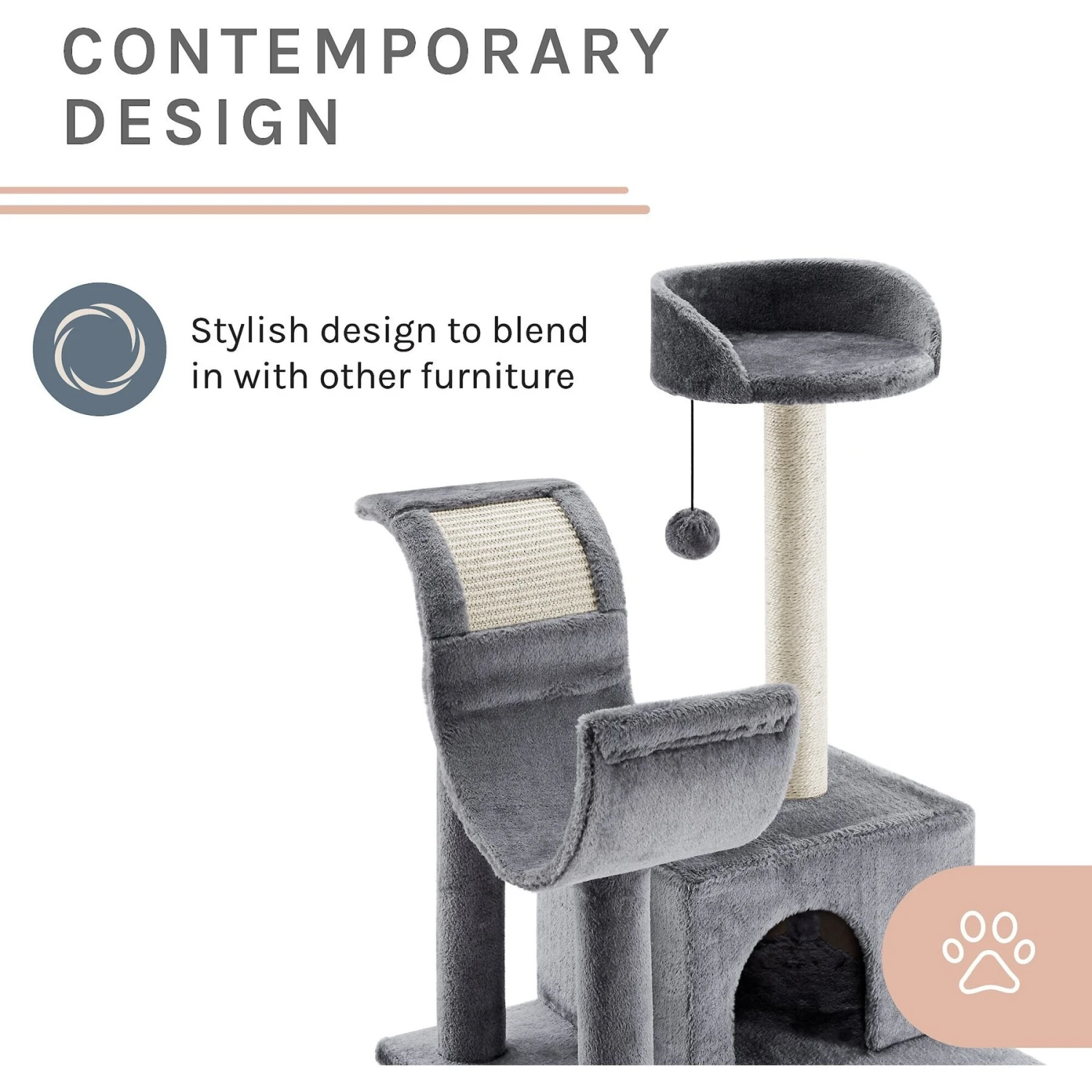 Sam's Pets Submarine 60-in Gray Hard Box Cat Tree, Gray 5 Sam's Pets Submarine 60-in Gray Hard Box Cat Tree, Gray - Image 5