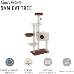 Sam's Pets Sam 54-in Cat Tree, White -Cat Supplies 261906 PT2. AC SS1800 V1635091933