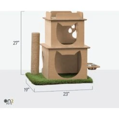 On2Pets Modern Wooden Cat House & Loft, Beige -Cat Supplies 262110 PT3. AC SS1800 V1671029933