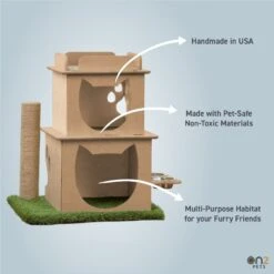 On2Pets Modern Wooden Cat House & Loft, Beige -Cat Supplies 262110 PT4. AC SS1800 V1671029871