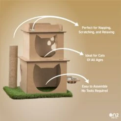 On2Pets Modern Wooden Cat House & Loft, Beige -Cat Supplies 262110 PT6. AC SS1800 V1671027825