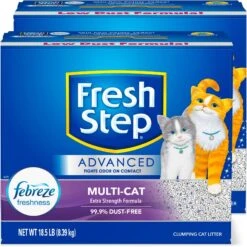Fresh Step Advanced Multi-Cat Febreze Freshness Scented Clumping Clay Cat Litter, 18.5-lb Box -Cat Supplies 266338 PT6. AC SS1800 V1694464644