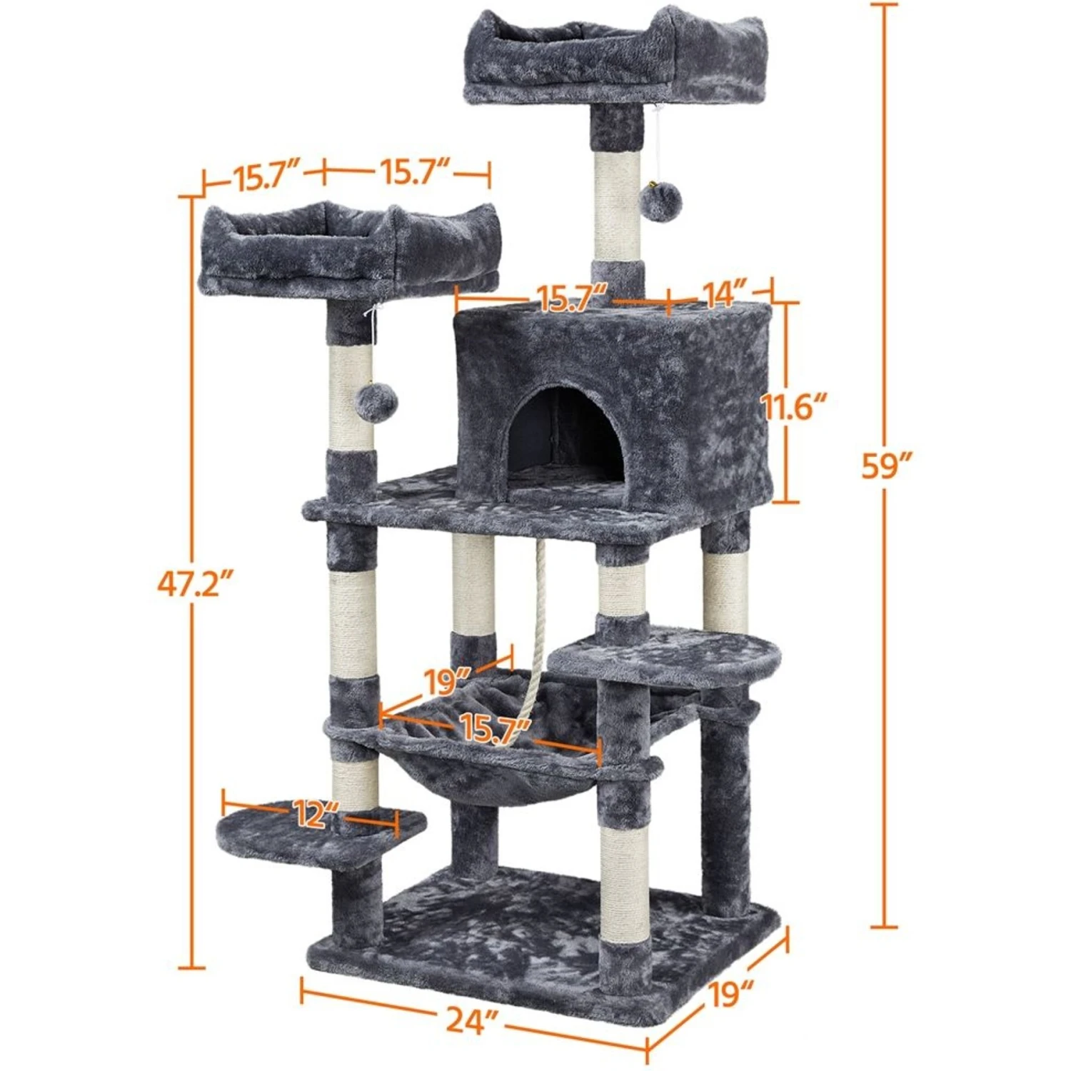 Yaheetech 59-in Plush Cat Tree & Condo 2 Yaheetech 59-in Plush Cat Tree & Condo - Image 2