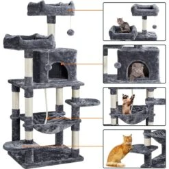 Yaheetech 59-in Plush Cat Tree & Condo 12 Yaheetech 59-in Plush Cat Tree & Condo -Cat Supplies 266571 PT3. AC SS1800 V1686153688
