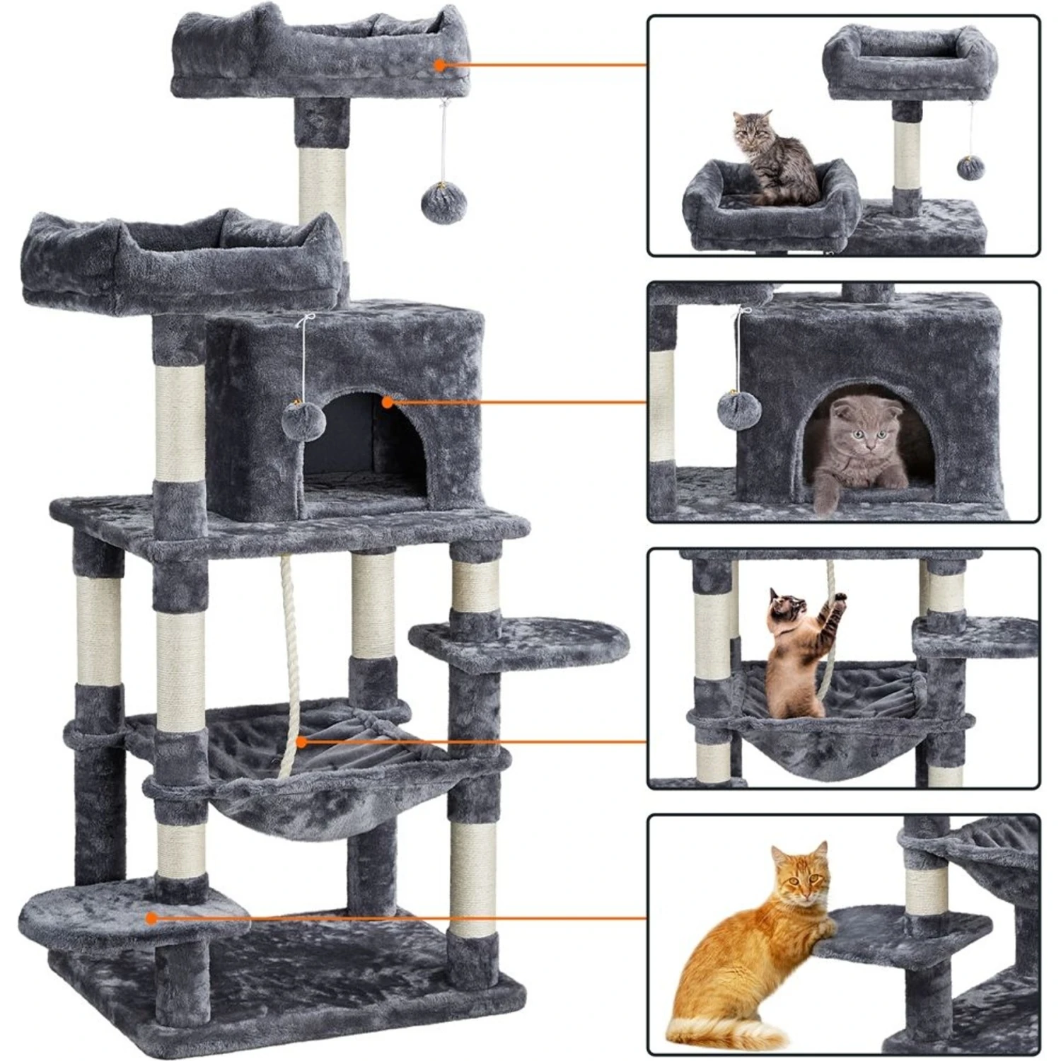 Yaheetech 59-in Plush Cat Tree & Condo 4 Yaheetech 59-in Plush Cat Tree & Condo - Image 4