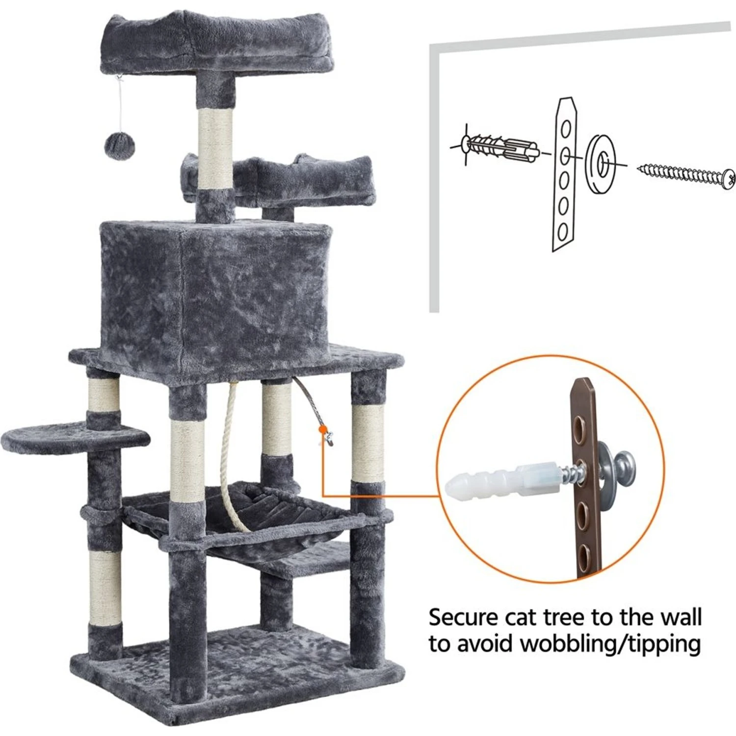 Yaheetech 59-in Plush Cat Tree & Condo 9 Yaheetech 59-in Plush Cat Tree & Condo - Image 9