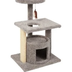 Frisco 37-in Real Carpet Cat Tree With Condo, Grey -Cat Supplies 282755 PT4. AC SS1800 V1621949342