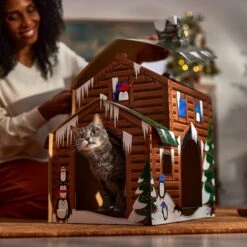 Frisco Holiday Log Cabin Cardboard Cat House -Cat Supplies 287287 PT3. AC SS1800 V1695043546