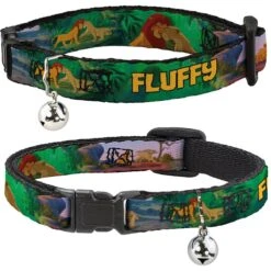 Buckle-Down Disney Lion King Simba & Nala Growing Up Scenes Personalized Breakaway Cat Collar With Bell