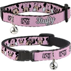Buckle-Down Disney Minnie Mouse Expressions Polka Dot Personalized Breakaway Cat Collar With Bell