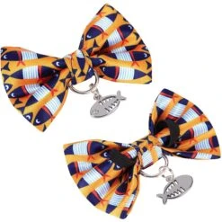 Blueberry Pet Fish Print Handmade Breakaway Bow Tie Personalized Cat Collar -Cat Supplies 300625 PT4. AC SS1800 V1623130690
