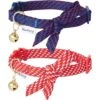Blueberry Pet Sleek Handsome Diagonal Striped Breakaway Bow Tie Personalized Cat Collar, 2 Count