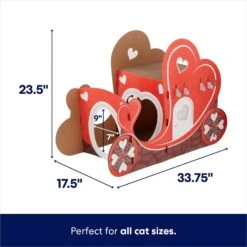 Frisco Valentine Love Carriage Cardboard Cat House, 2-Story -Cat Supplies 301565 PT1. AC SS1800 V1701364873